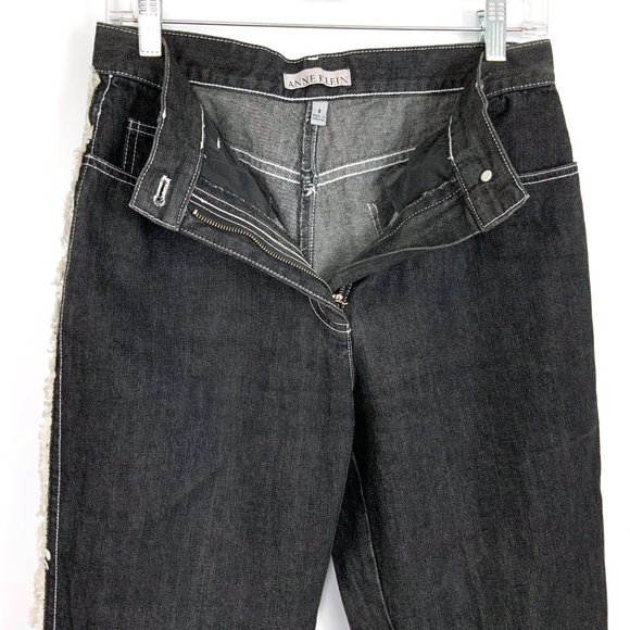 Vintage Anne Kleine Y2K Black Frayed Cotton Jeans Grunge Goth Size 8 - 6 - Picture 10 of 16